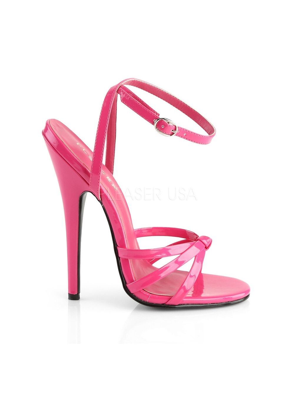 NIB Domina 108 Hot Pink Patent 6" High Heels Strappy Sandal Shoes - Picture 2 of 5